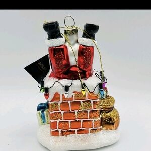 Robert Stanakey Festive Santa Chimney Christmas  Ornament - Red and Gold